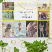 Besties Forever 16-Fotocollage met namen Theedoek (Gevouwen)