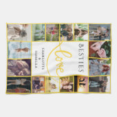 Besties Forever 16-Fotocollage met namen Theedoek (Horizontaal)