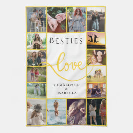 Besties Forever 16-Fotocollage met namen Theedoek