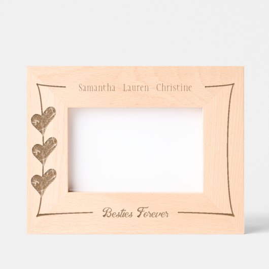 Besties Forever Best Friends Hearts Aangepaste nam Gegraveerde Lijstjes (Voorkant)