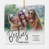 Besties Forever Best Friends Script Photo Keramisch Ornament (Achterkant)
