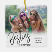 Besties Forever Best Friends Script Photo Keramisch Ornament (Voorkant)