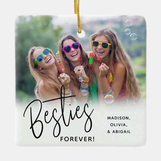 Besties Forever Best Friends Script Photo Keramisch Ornament (Voorkant)