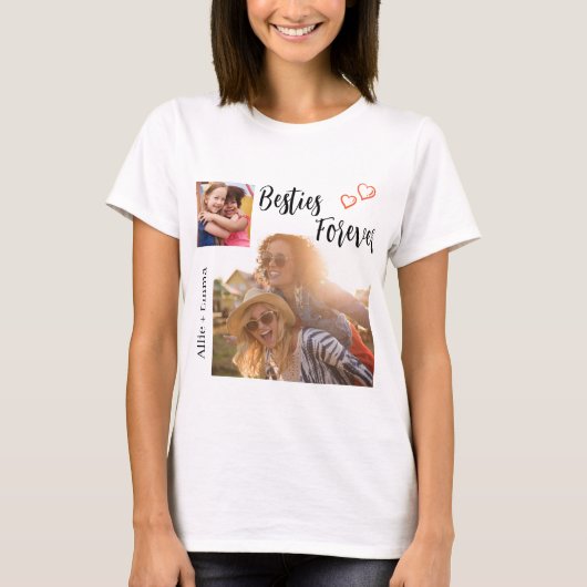 Besties Forever | Beste vrienden Foto Collage T-shirt (Voorkant)