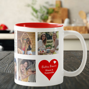 Besties Forever, BFF 9 Custom Photo & Heart, Moder Tweekleurige Koffiemok