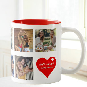 Besties Forever, BFF 9 Custom Photo & Heart, Moder Tweekleurige Koffiemok