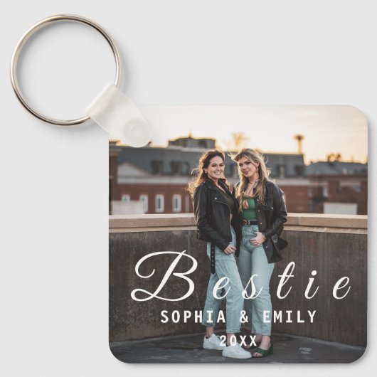 Besties Forever – Custom Photo Collage Keychain (Voorkant)