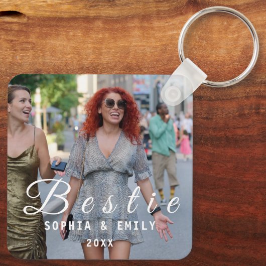 Besties Forever – Custom Photo Collage Keychain (Achterkant)