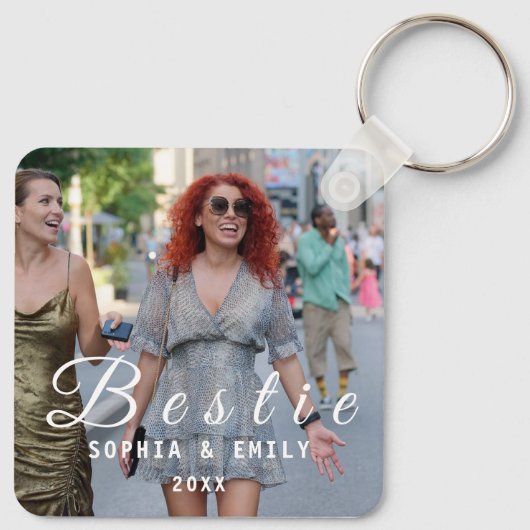 Besties Forever – Custom Photo Collage Keychain (Achterkant)