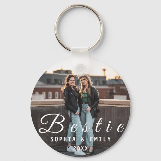 Besties Forever – Custom Photo Collage Keychain (Voorkant)