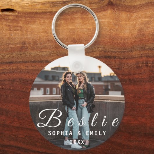 Besties Forever – Custom Photo Collage Keychain (Voorkant)