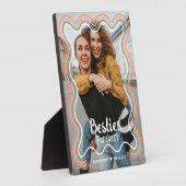Besties Forever Foto Retro Wavy Rainbow Border Fotoplaat (Zijkant)