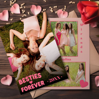 Besties Forever Galentine’s Day Photo Card Feestdagenkaart