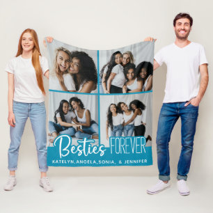 Besties Forever Gepersonaliseerd 4 Fotocollage Fleece Deken