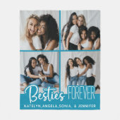 Besties Forever Gepersonaliseerd 4 Fotocollage Fleece Deken (Voorkant)