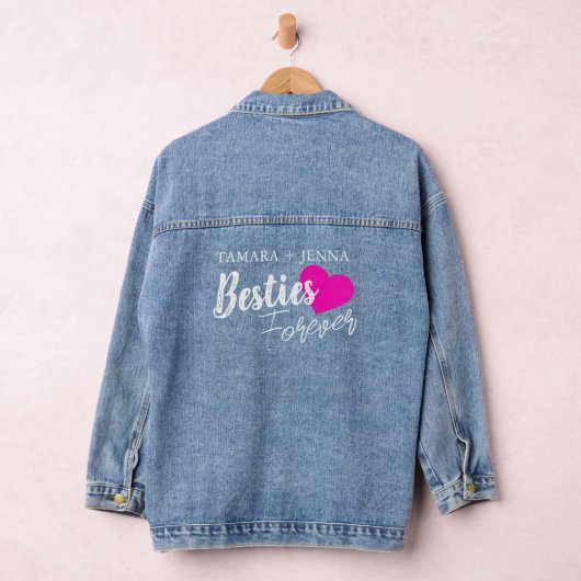 Besties Forever hart aangepaste namen Denim Jacket (Hangar)