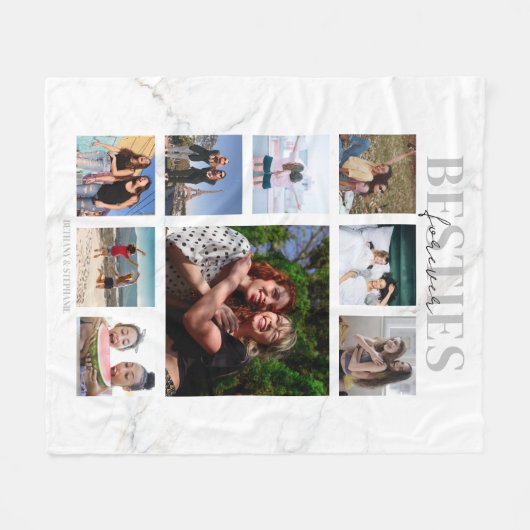 Besties Forever Photo Collage Fleece Deken (Voorkant (Horizontaal))