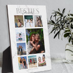 Besties Forever Photo Collage Fotoplaat<br><div class="desc">Memories maken de beste cadeautjes, beste vrienden zullen van dit doordachte, moderne fotocollage plaque houden, voor galantines dag, verjaardagen, kerst en elke andere speciale ocassie. Het plaatje bevat 9 foto's, de sjabloon tekst 'BESTIES, FOREVER', op een grijze en witte marmer achtergrond, gepersonaliseerd met je namen. Alle doopvontstijlen en kleuren kunnen...</div>