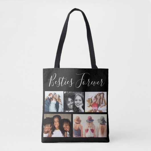 Besties Forever Vijf foto's Collage gepersonalisee Tote Bag (Voorkant)