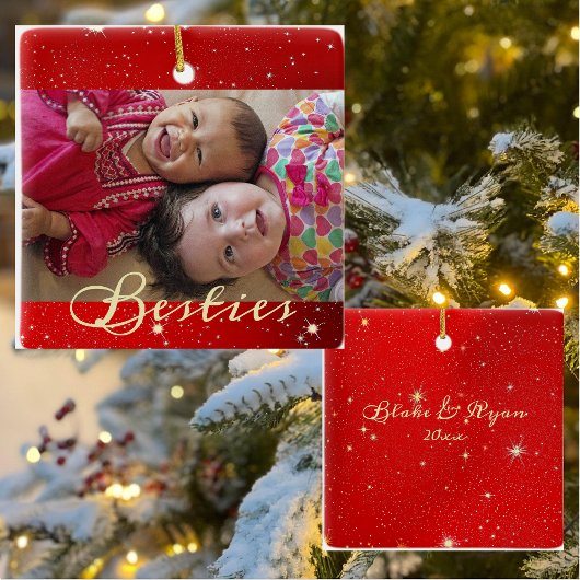  'Besties' Foto Ornament