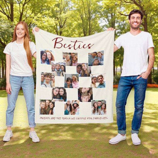 Besties Fotocollage Crème Fleece Deken