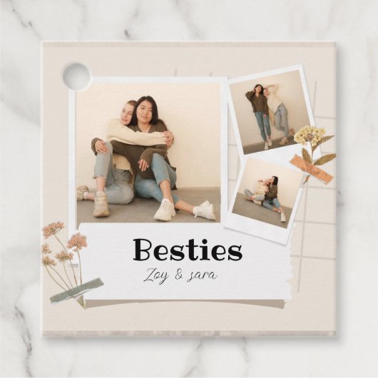 BESTIES, fotocollage en namen | BFF Bedankjes Labels (Voorkant)