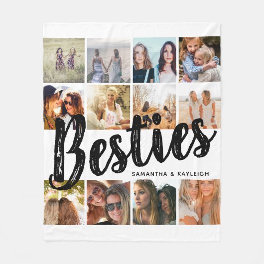 BESTIES, fotocollage en namen | BFF Fleece Deken (Voorkant)