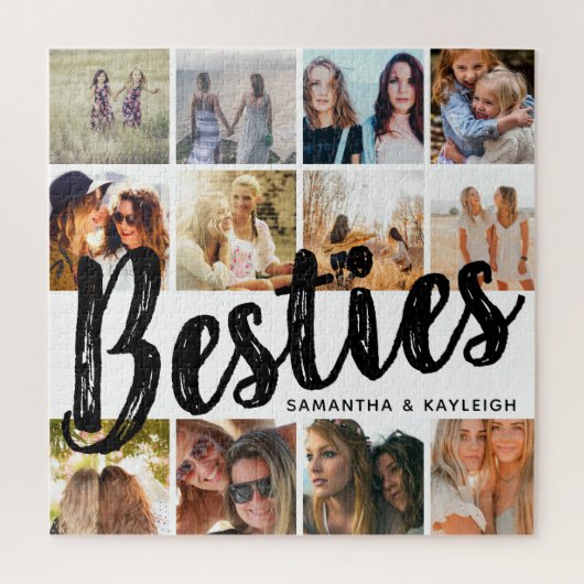 BESTIES, fotocollage en namen | BFF Legpuzzel (Verticaal)