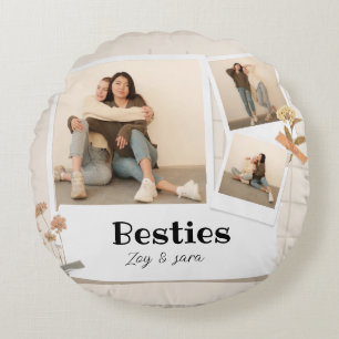 BESTIES, fotocollage en namen BFF Rond Kussen