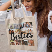 BESTIES, fotocollage en namen | BFF Tote Bag