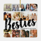 BESTIES, fotocollage en namen | Kerstmis BFF Keramisch Ornament (Achterkant)