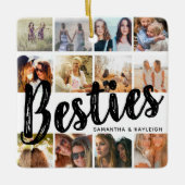 BESTIES, fotocollage en namen | Kerstmis BFF Keramisch Ornament (Voorkant)