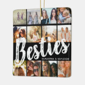 BESTIES, fotocollage en namen | Kerstmis BFF Keramisch Ornament (Links)