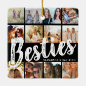 BESTIES, fotocollage en namen | Kerstmis BFF Keramisch Ornament (Achterkant)