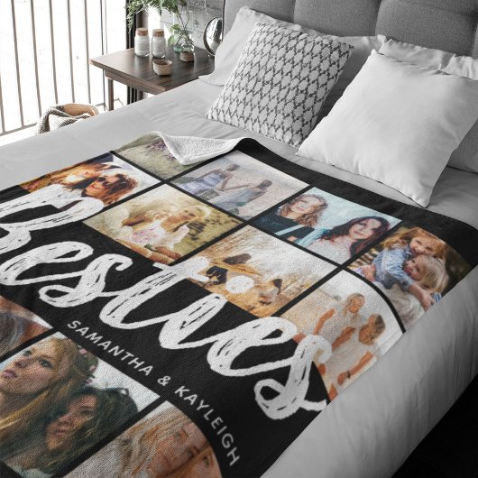 BESTIES, Fotocollage & Namen | BFF Fleece Deken