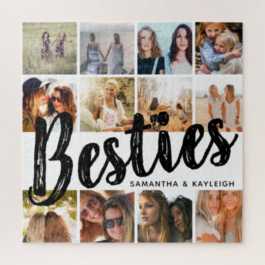 BESTIES, Fotocollage & Namen | BFF Legpuzzel (Verticaal)