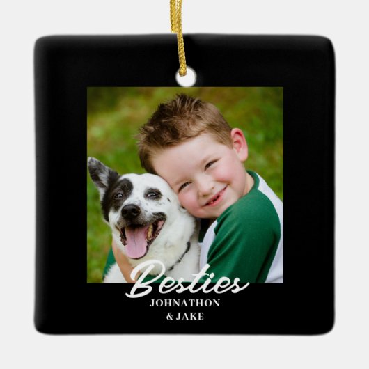 Besties Fotonaam Kerstmis Keramisch Ornament (Voorkant)