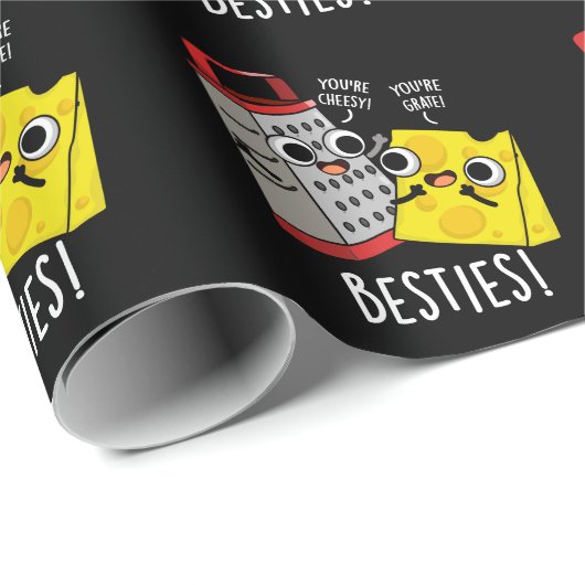 Besties Funny Cheese Grater Pun Dark BG Cadeaupapier (Rol Hoek)