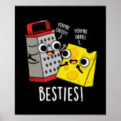 Besties Funny Cheese Grater Pun Dark BG Poster (Voorkant)