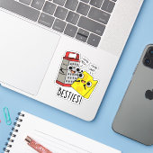 Besties Funny Cheese Grater Pun Sticker (Laptop met iPhone)