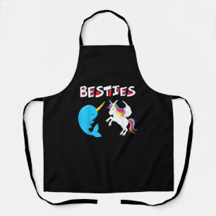 Besties Funny Unicorn en Narwhal T-shirt Schort