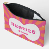 Besties Gepersonaliseerde Retro Sunburst Cosmetica Etui (Open)