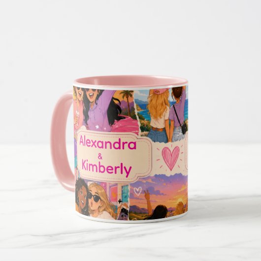 BESTIES! Geschenk met eigen namen Mok (Voorkant links)