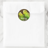 Besties Green and Yellow Parakeets Ronde Sticker (Tas)