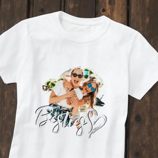 Besties Grunge Simple Modern Heart Cool Photo T-shirt
