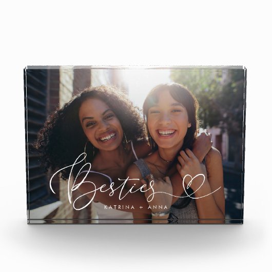 Besties Heart Script aandenken Fotoblokken (Voorkant)