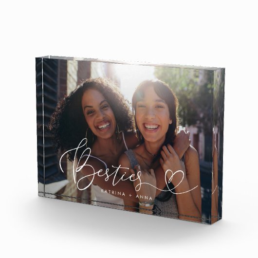Besties Heart Script aandenken Fotoblokken (Rechts)