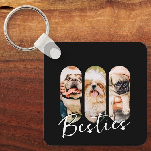 Besties Huisdier Eenvoudig Modern Speelse Drie Fot Sleutelhanger (Voorkant)