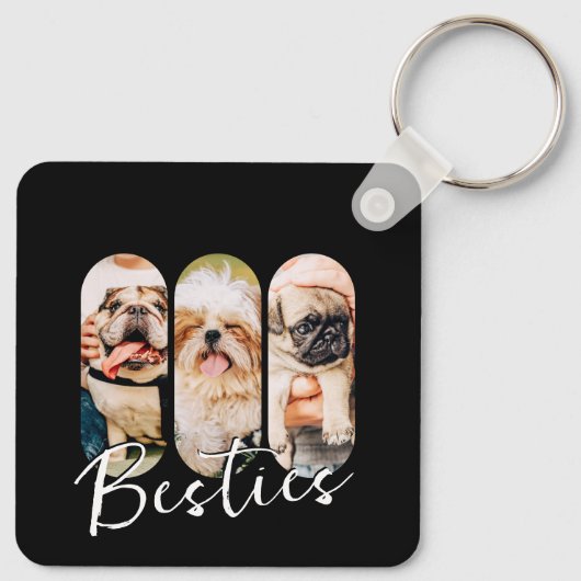 Besties Huisdier Eenvoudig Modern Speelse Drie Fot Sleutelhanger (Achterkant)