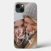 Besties in Trendy Script | Foto met Hart Case-Mate iPhone Case (Achterkant)